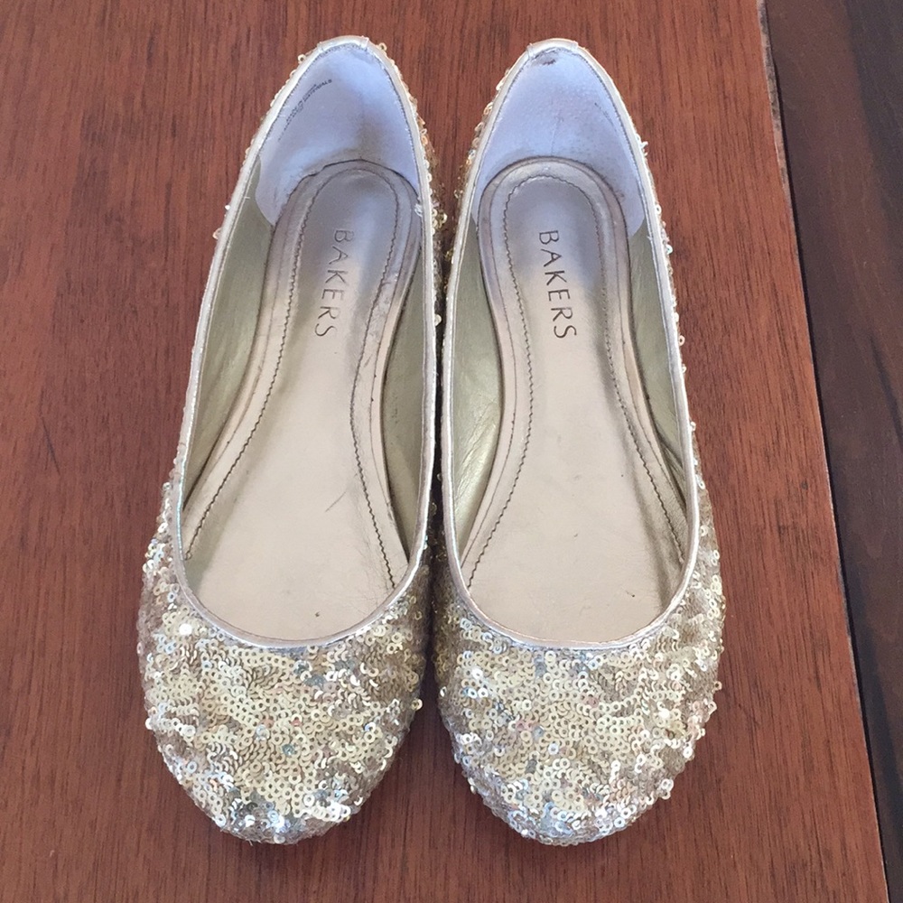 Bakers Gold Sequin Mary Jane Flats
